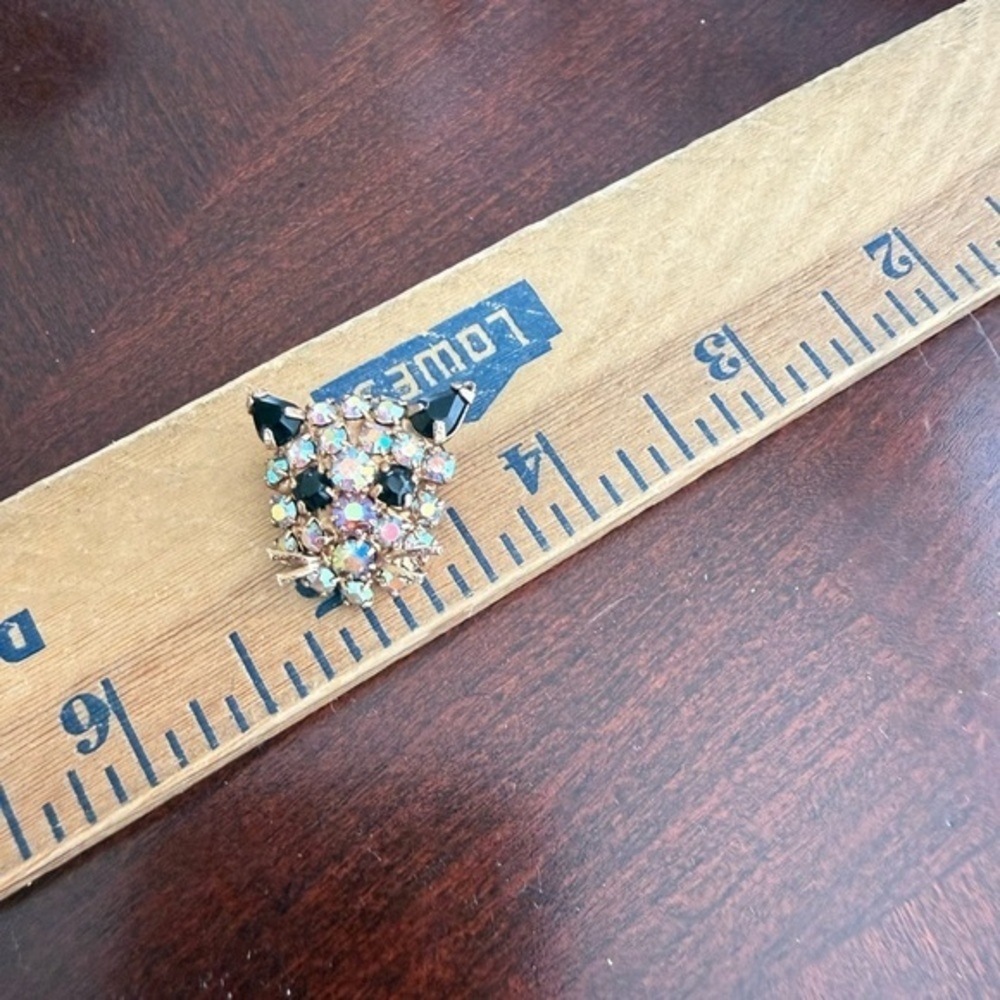 Vintage Kitty Rhinestone Brooch